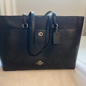 Coach black leather tote